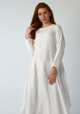 Linen Maxi Butterfly Dress with Pockets – White, Black, Burgundy & Mustard